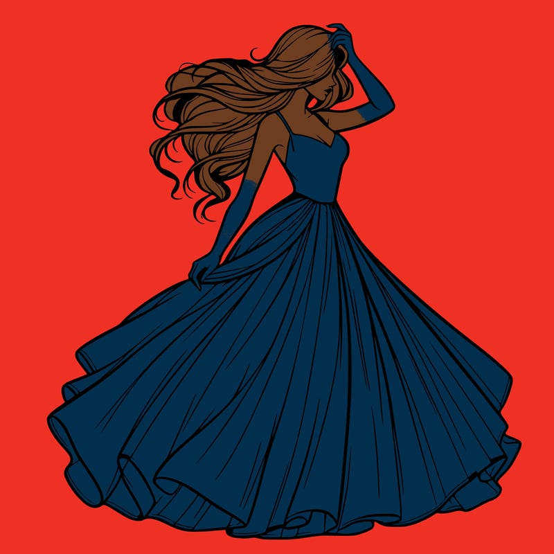 realistic woman with dress flowing in the wind