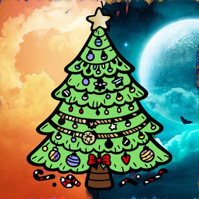 christmas tree with lots of details