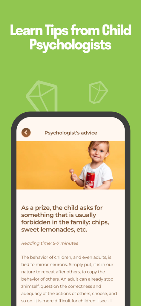 FamiLami - Habit Tracker - Psychologist advice section in FamiLami app offering parenting tips and behavioral insights