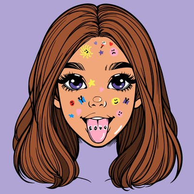 realistic girl with her tongue out