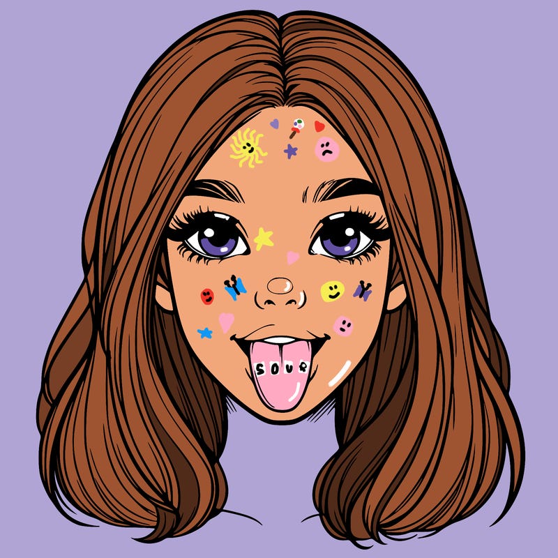 realistic girl with her tongue out