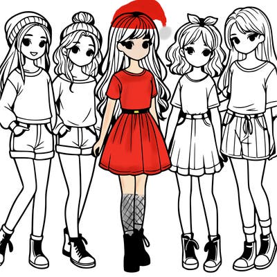 a group of five girls