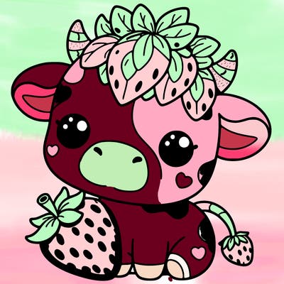 cute strawberry cow