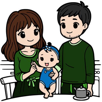 girl with husband and baby