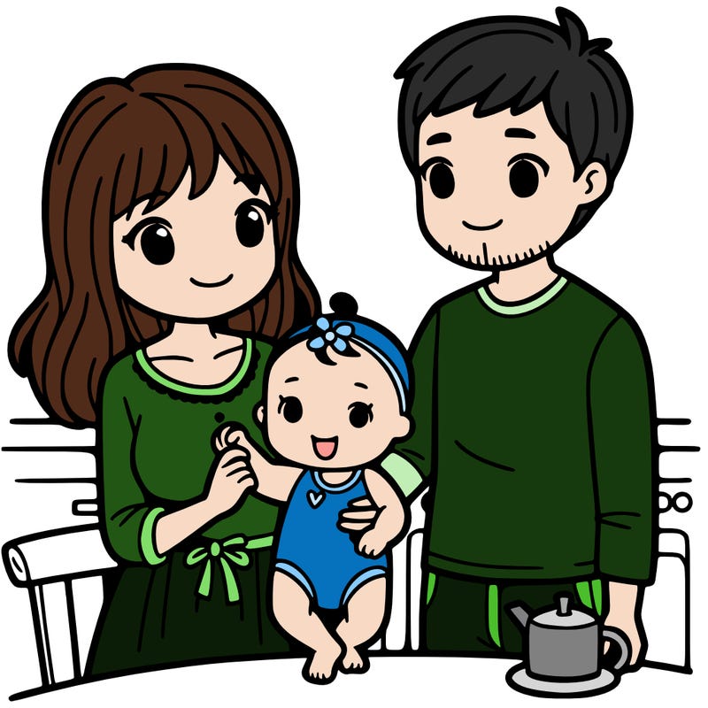 girl with husband and baby