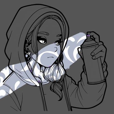a realistic girl, spray painting
