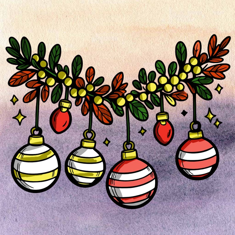 christmas garland with big bulbs