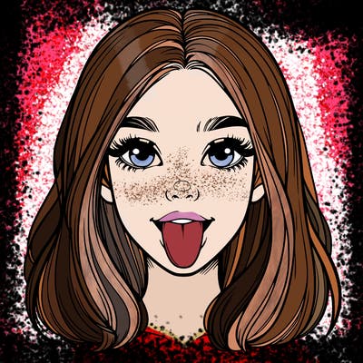 realistic girl with her tongue out