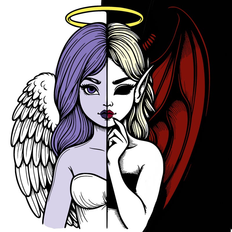 realistic angel half demon