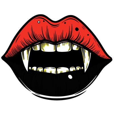 lips with vampire teeth