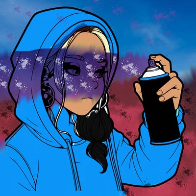 a realistic girl, spray painting