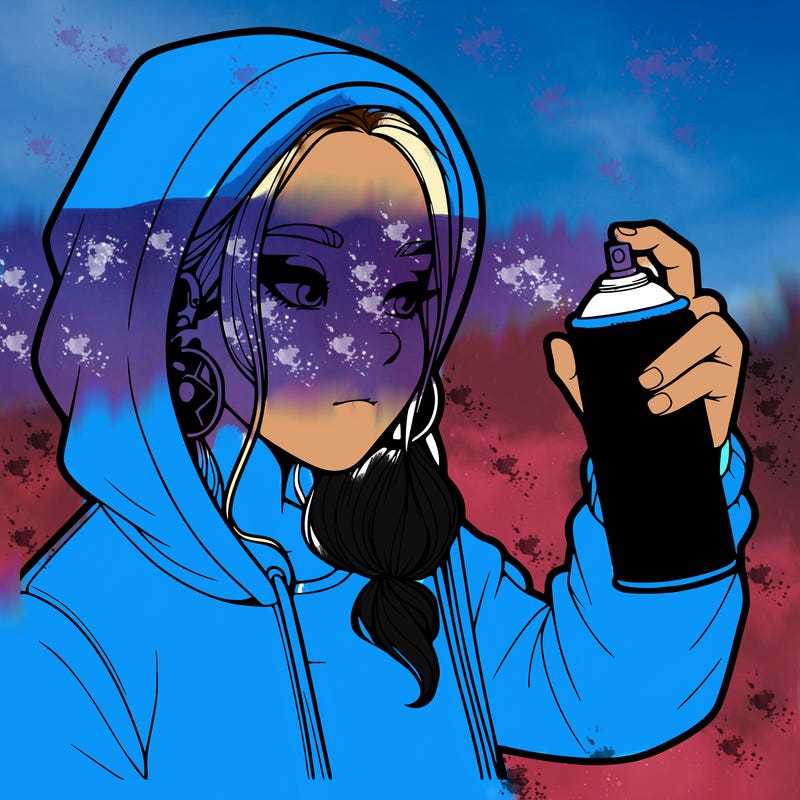 a realistic girl, spray painting
