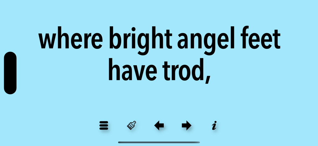 Hymns - Large bold hymn lyrics on a high contrast blue background for low vision users