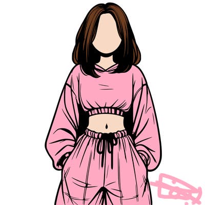 realistic girl faceless with baggy pants and a crop top