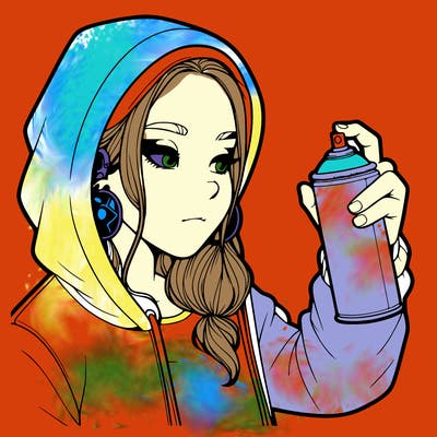 a realistic girl, spray painting