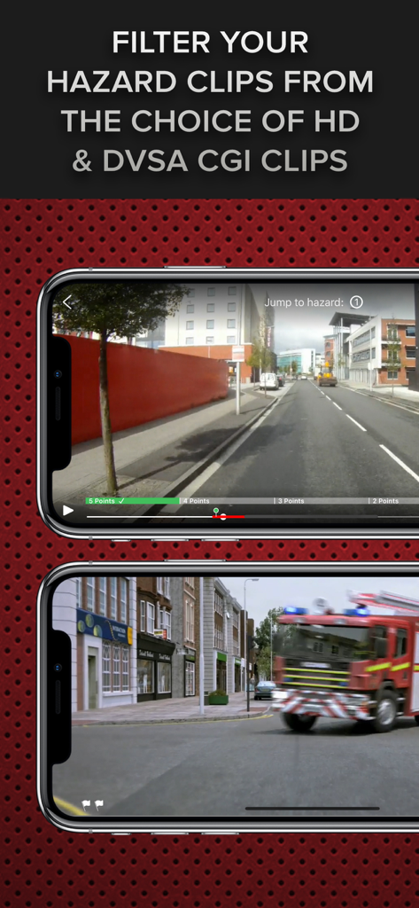 Clipes de vídeo de prática de perceção de risco em formato HD e CGI da DVSA.