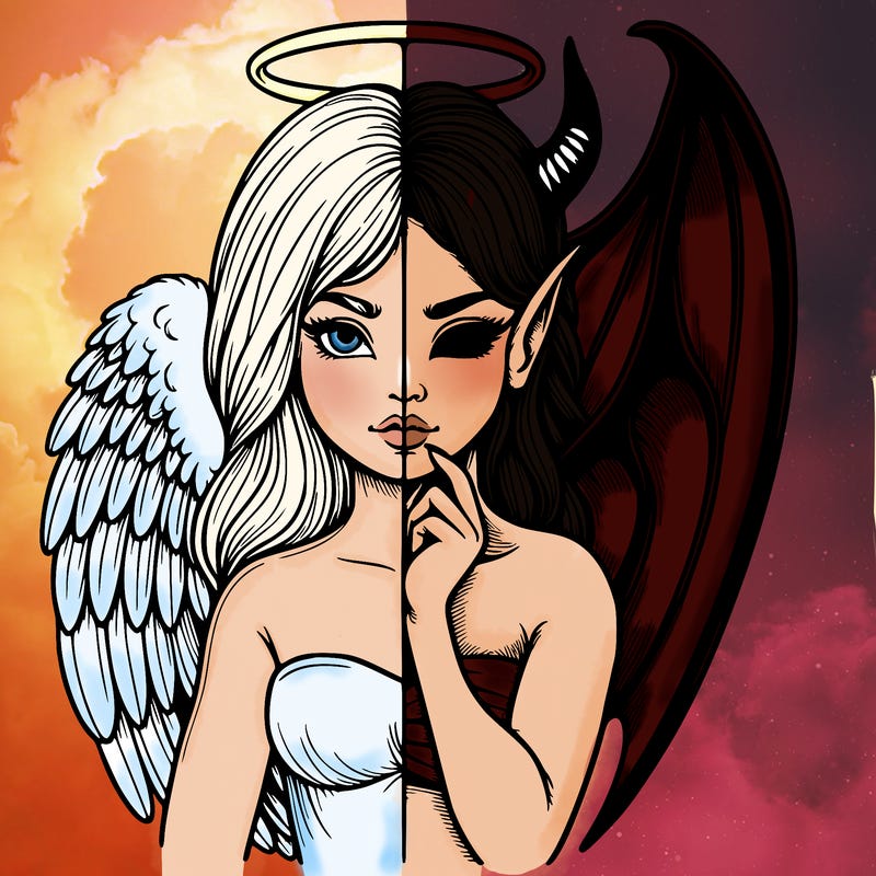 realistic angel half demon