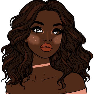 realistic girl with wavy hair and lips