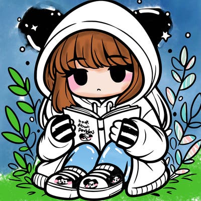 girl in oversized hoodie reading a book