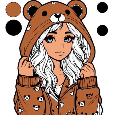 realistic girl in a animal pjs hoodie