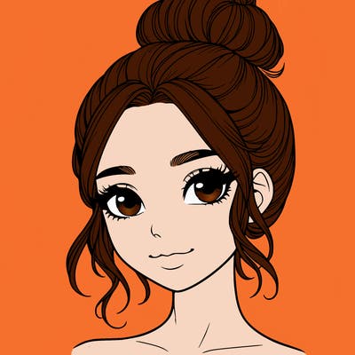 realistic pretty girl with hair in bun