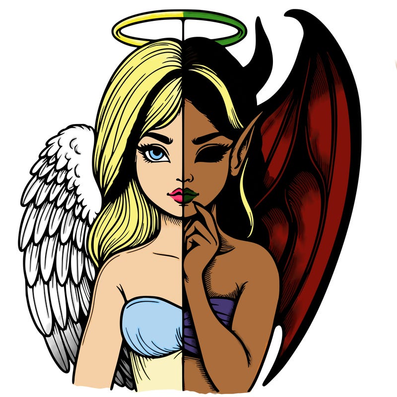 realistic angel half demon