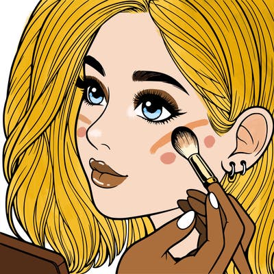 a realistic girl doing her makeup