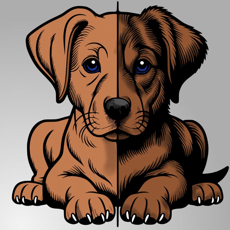 realistic dog split picture