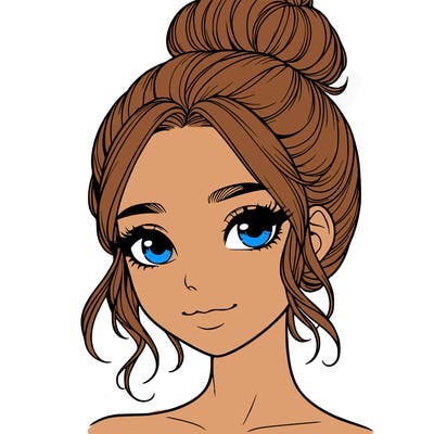 realistic pretty girl with hair in bun