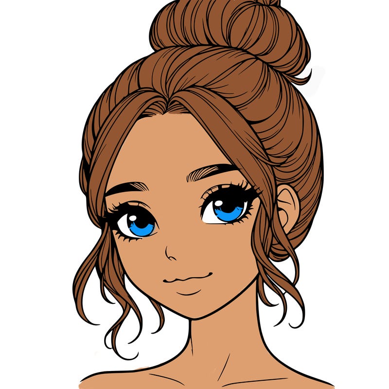 realistic pretty girl with hair in bun