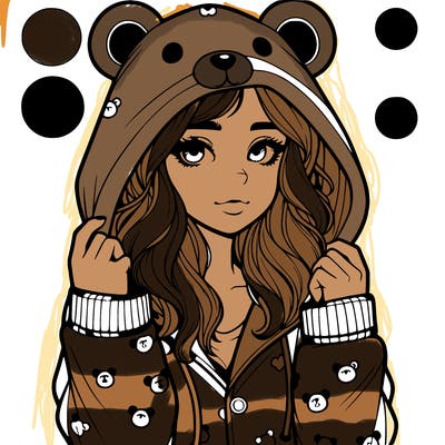 realistic girl in a animal pjs hoodie
