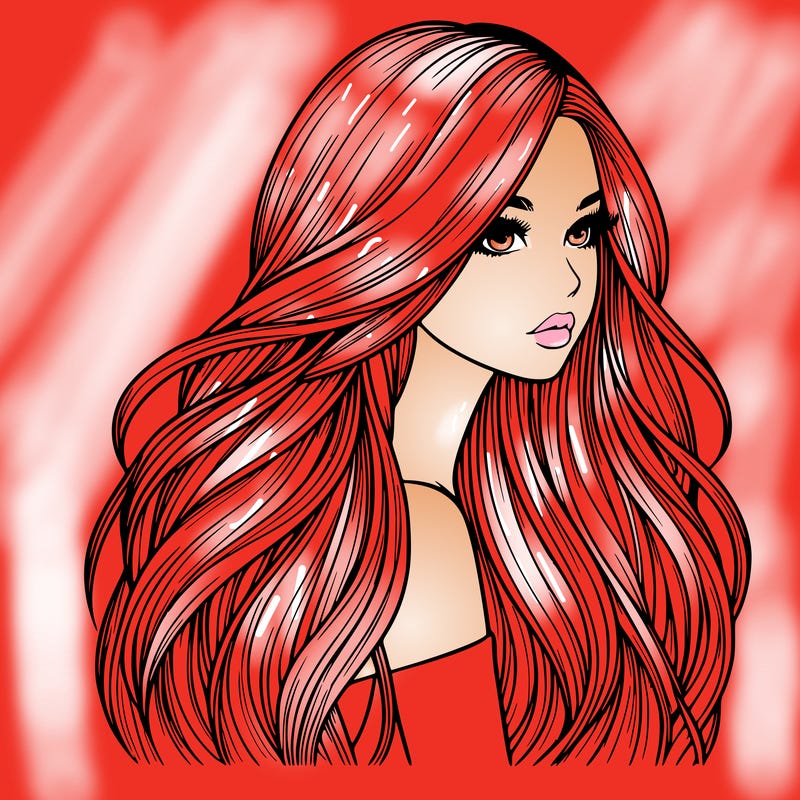 realistic girl with long realistic hair