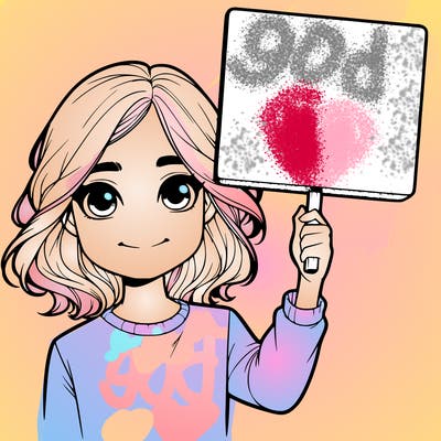 realistic girl holding up a sign