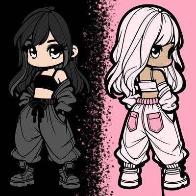 girl in crop top and baggy pants