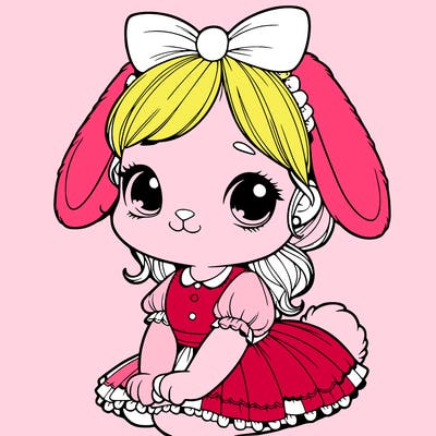 cute easter bunny girl realistic