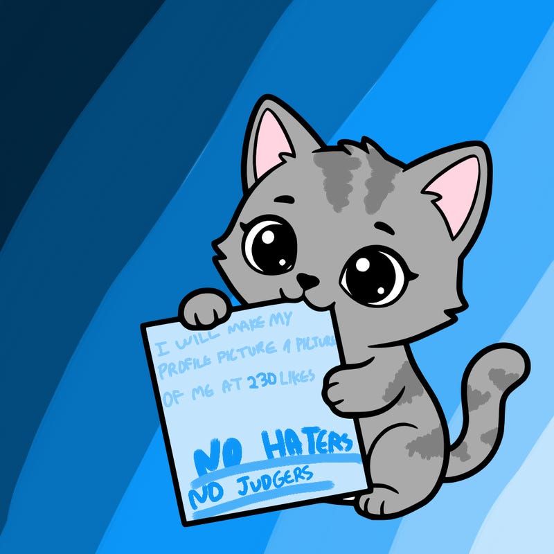 a small cat with a blank sheet of paper in its hand. the cat is sooooooo cute!