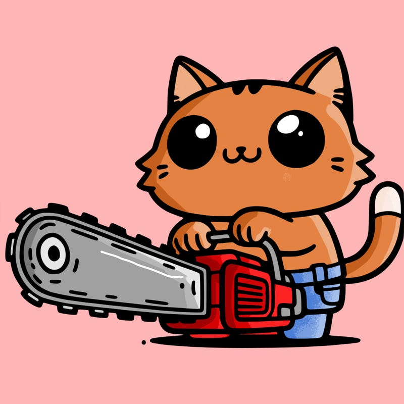 cat with chainsaw
