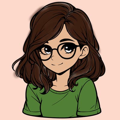 realistic girl with glasses