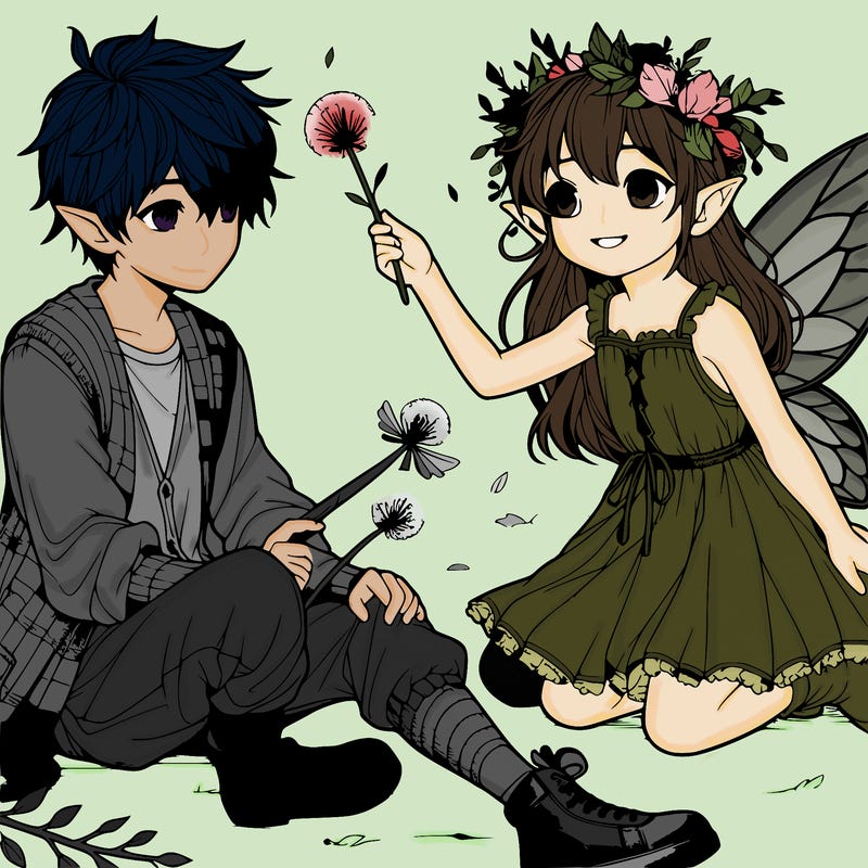 young realistic fae boy and girl playing