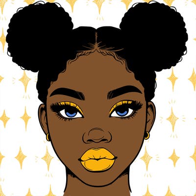 realistic black woman with two buns