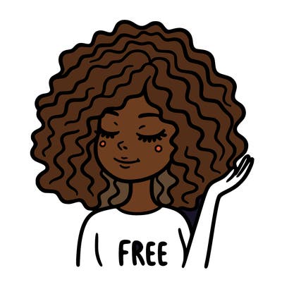 free woman with curly hair