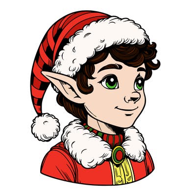 realistic elf with santa hat