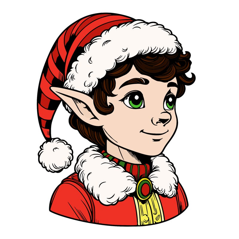 realistic elf with santa hat