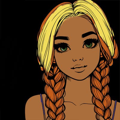 realistic girl with braids