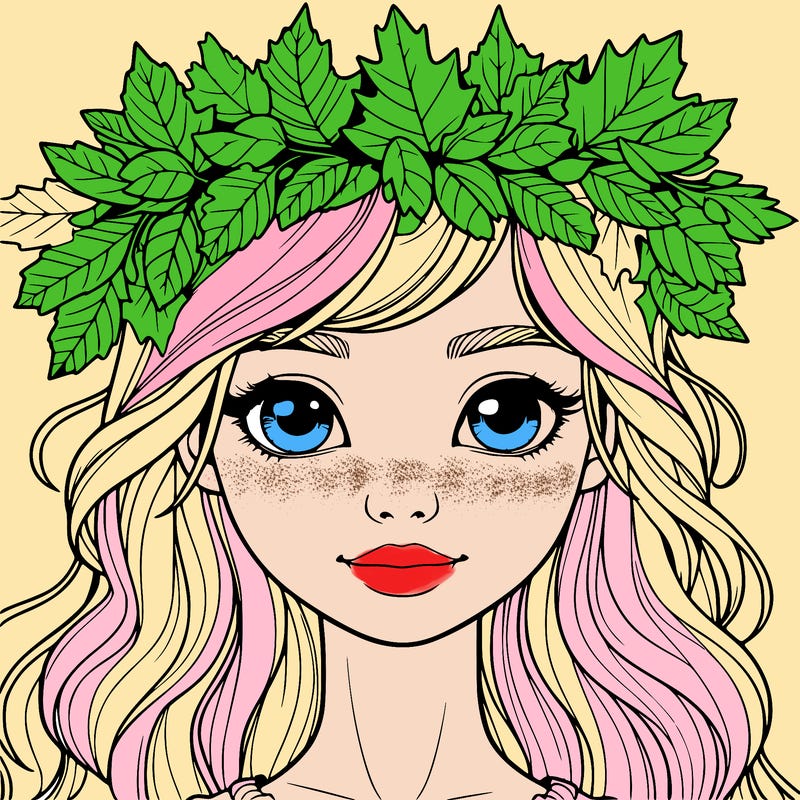 realistic girl with fall leaf crown