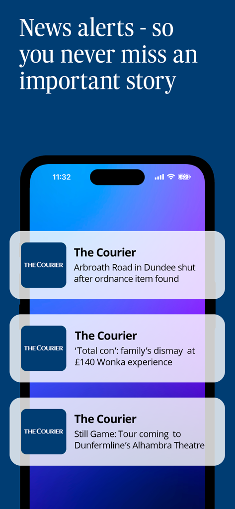 The Courier - Scotland News - Smartphone screen showing local news notifications and alerts from The Courier app