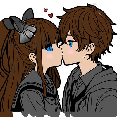 anime girl kissing anime boy