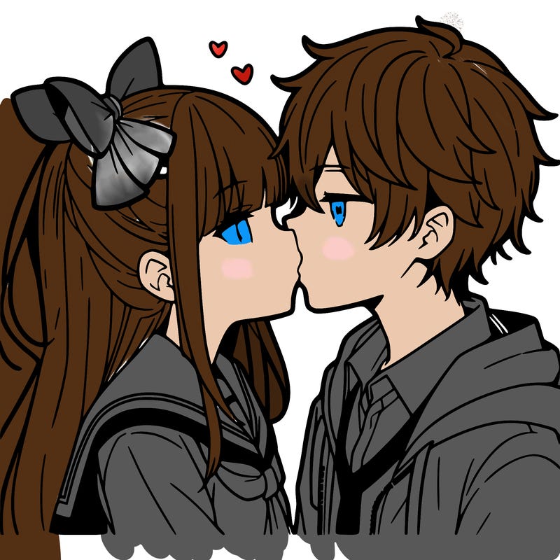 anime girl kissing anime boy