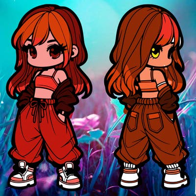 girl in crop top and baggy pants