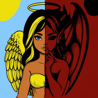 realistic angel half demon